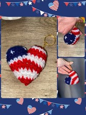 American Flag Inspired Crocheted Keychain-Han...