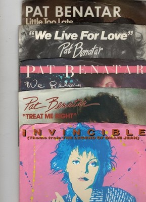 Pat Benatar 14 NM- 7'' 45s 8 Pic/6 Co Sleeves We Belong Invincible Fire & Ice +++