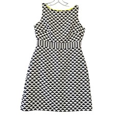 Taylor Black Tan Mini Dress Sleeveless Aline Zip Round Neck Lined Womens Size 6