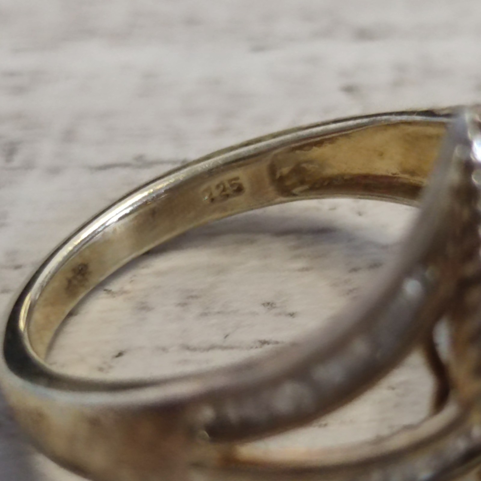Sterling Silver Diamond Ring Gold Plated Size T 925 Stamped 4.5g image 6