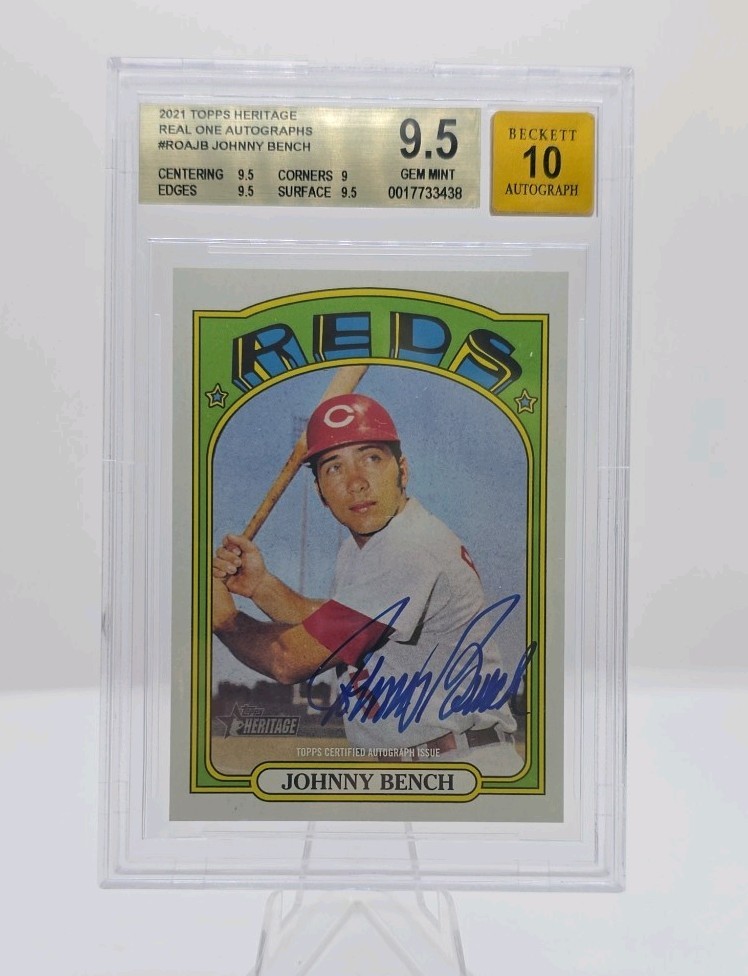 2021 JOHNNY BENCH TOPPS HERITAGE - REAL ONE AUTOGRAPHS #ROA-JB-1972 DESIGN- RARE