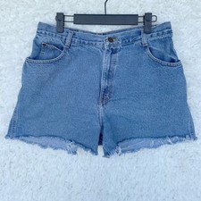 Gitano Vintage 90s Blue Denim Cut Off Frayed Hem Mom Shorts Size 14 / 30" waist