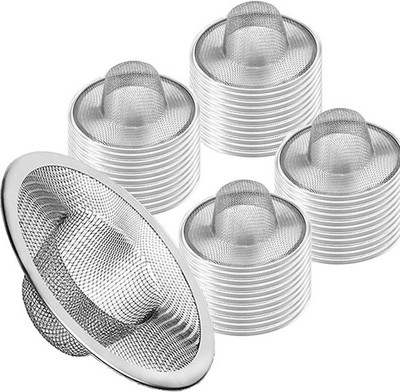 50pcs Stainless Steel Slop Basket Filter Trap, 2.75'' Top / 1'' Mesh Sink Strainer