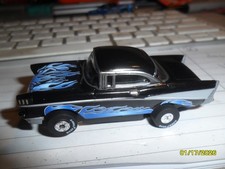 Auto World T-Jet 1957 Chevy Bel Air Black flamed..with DASH inline a/w wheels