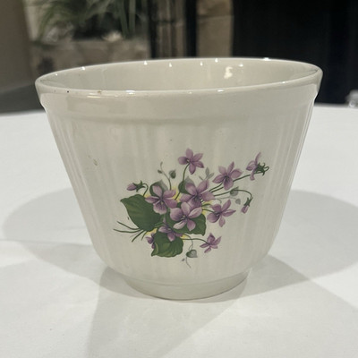 Old Foley Ceramic Bowl White Purple Green Floral, Made in England Round