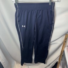 Under Armour Rival Knit Pant Womens S Blue Navy Warm Up Stretch Ankle Zip Pocket