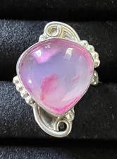 Sterling Silver 925 Pink Agate Ring Swirls Sz 8