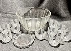Deco MCM Vintage Ribbed Pressed Glass Punch Bowl with 10 Cups and Ladle Rest — photo 1
