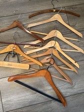 Lot of 9 Vintage Wood Clothes Hangers Advertising Cedar Suit Setwell