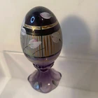 Fenton  Glass Pedestal EGG Hand Painted Wildflower Limited Edit PURPLE