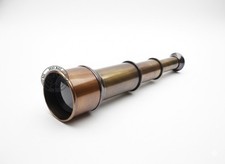 Antique Brass Marine Spyglass Telescope Binoculars Lather 8-inch