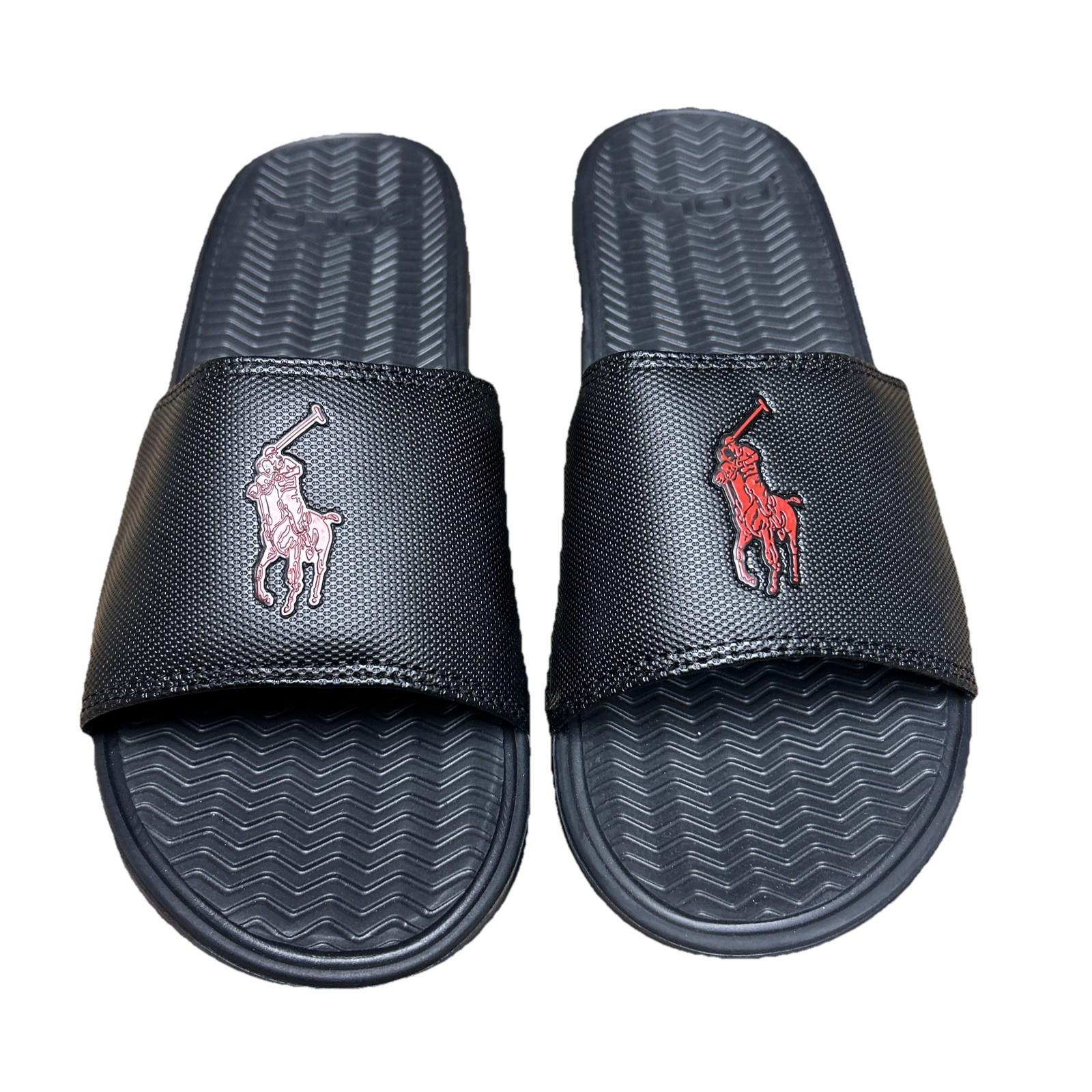 Polo Ralph Lauren Rodwell Signature Pony Slides Sliders Red Pony Size 8 D