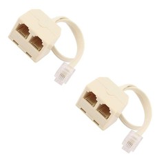 2 x Phone Jack Splitter 6P4C Male to 2 Female Way Socket Adapter Telephone Line
