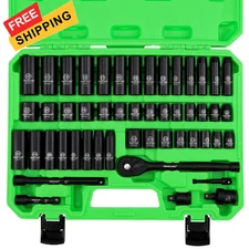 SWANLAKE GARDEN TOOLS 3/8'' Drive Impact Socket Set, 3/8" 50PCS SAE & Metric 