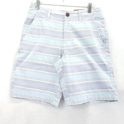 NEW Red Camel Shorts Mens 29 Blue Stripe Chino Cotton Casual Summer 10 Inseam