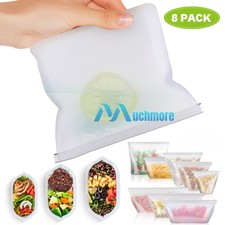 Premium Leakproof Silicone Food Storage Bags - 8 Pack Multi-Size for Every Need