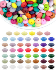 240PCS 48 Colors 12mm Silicone Lentil Beads  , Odorless, Smooth, Durable, For K