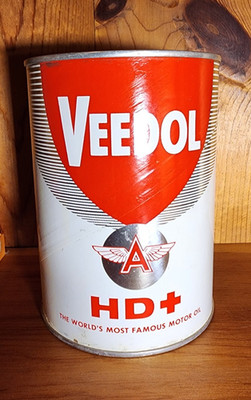 Vintage Veedol Flying A HD + Motor Oil Can Quart NEW SEALED SAE 20-20W