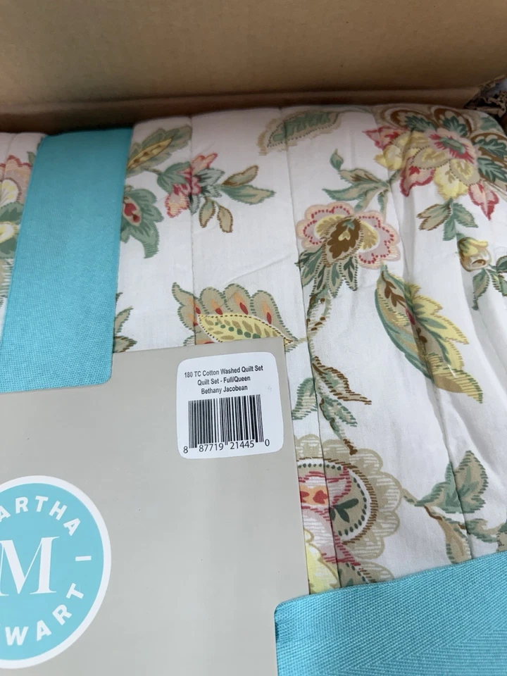 Juego de edredón reversible de 3 piezas MARTHA STEWART, lavado, rosa/verde 1 edredón, 2 fundas Foto 4 de 4