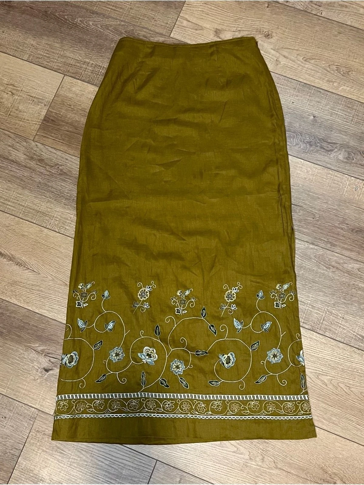VTG Ann Taylor 100% Linen Embroidered Skirt Size 2