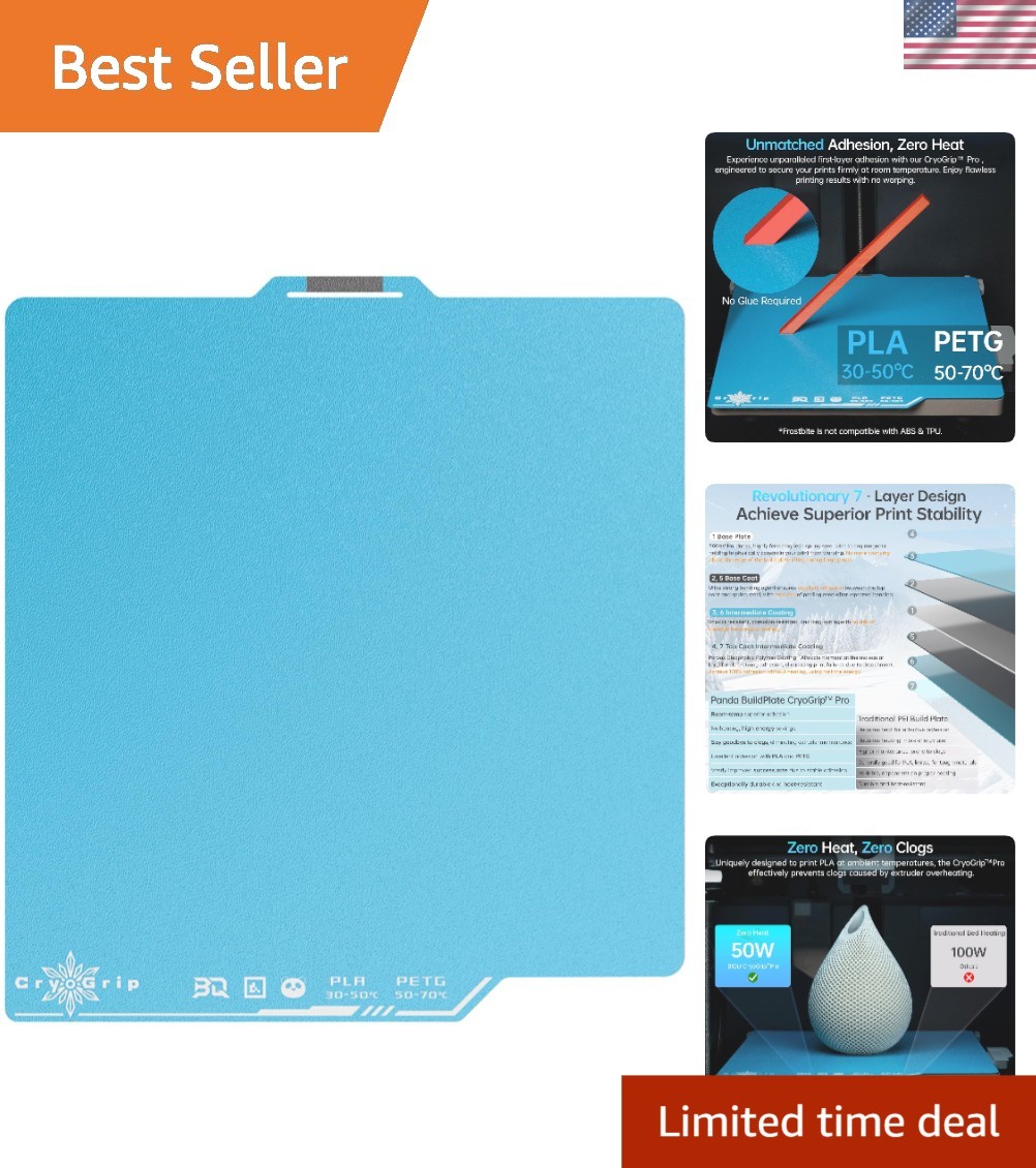 3D Printer Build Plate Frostbite Panda Size Compatible with Bambu