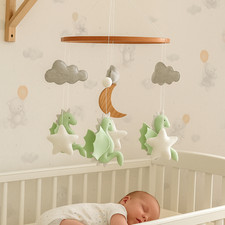 Dragon Baby Mobile Cloud Felt Crib Nursery Neutral Baby Shower Gift Handmade