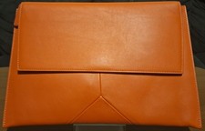Narciso Rodriguez Leather Orange Red Envelope Clutch Bag Made In Italy