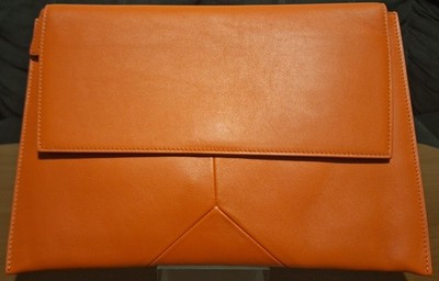 Narciso Rodriguez Leather Orange Red Envelope Clutch Bag Made In Italy