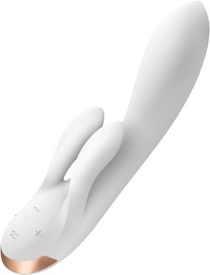 Satisfyer Double Flex Silicone Rabbit Vibrator - White