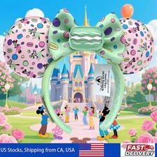 2025 Disney-Parks Sweet Macaron Dreams Bow Minnie Mouse Ears Headband US Stock