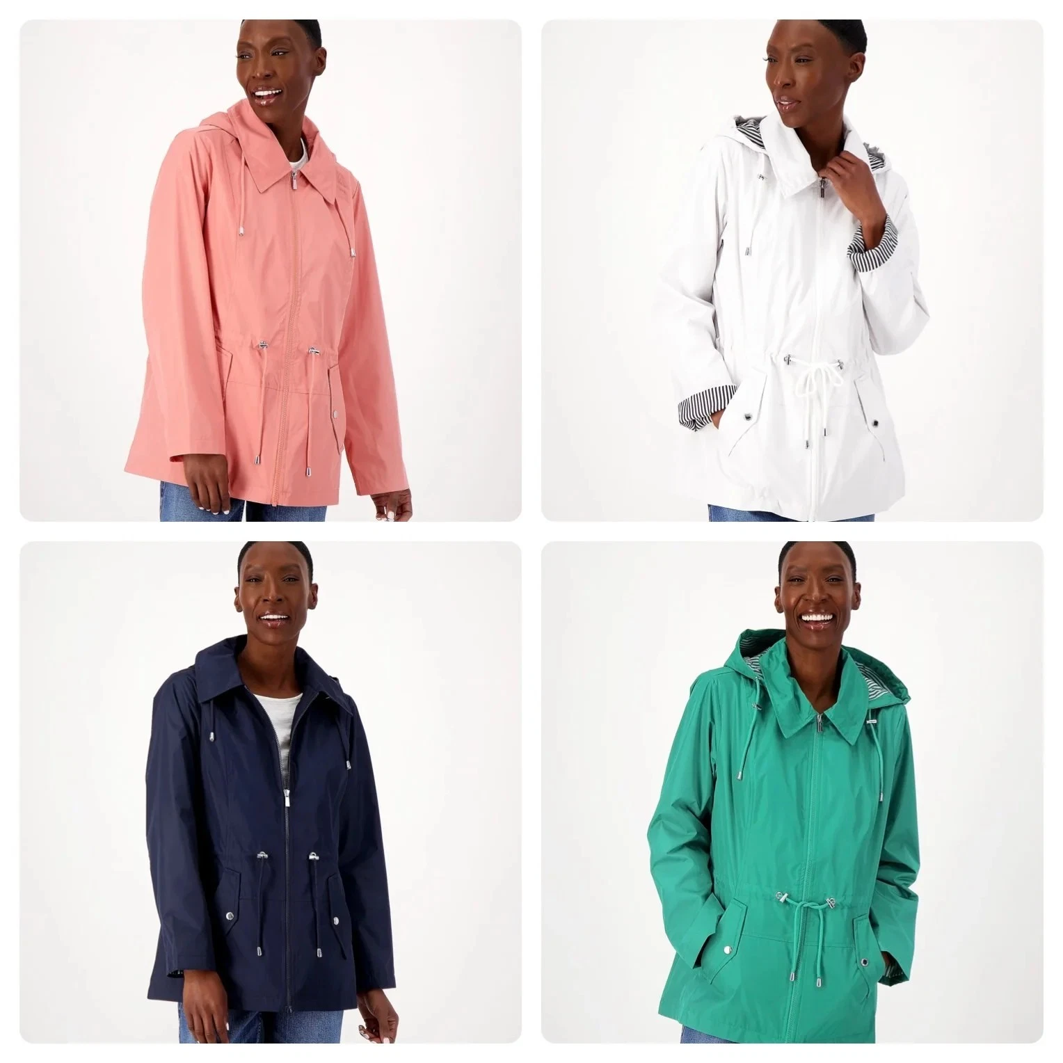 Susan Graver Women’s Water Resistant Zip Front Jacket with Stripe Lining Size 4X