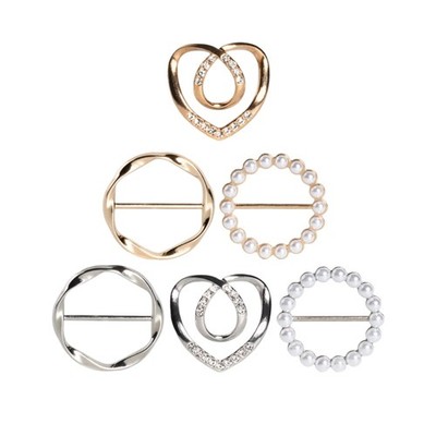 Atopxing 6PCS Cute Scarf Ring and Slides for Scarves, Medium, Gold Silver 