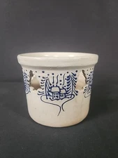 David Eldreth Salt Glazed Pottery Winter Village Candle Crock Cut Out Trees 1993