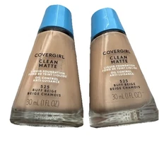 Lot Of 2 CoverGirl  Clean Matte Liquid Oil Control Foundation #525 Buff Beige