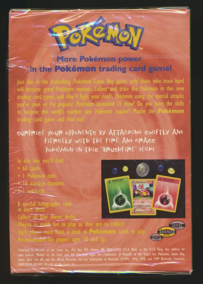 1999 Pokemon Base Set Brushfire Theme Deck Vintage FACTORY SEALED!! A^ - Image 2 of 4