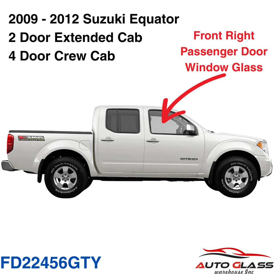 Fits Nissan Frontier Pathfinder XTerra Suzuki Equator Front Passenger Door Glass Foto 3 de 4