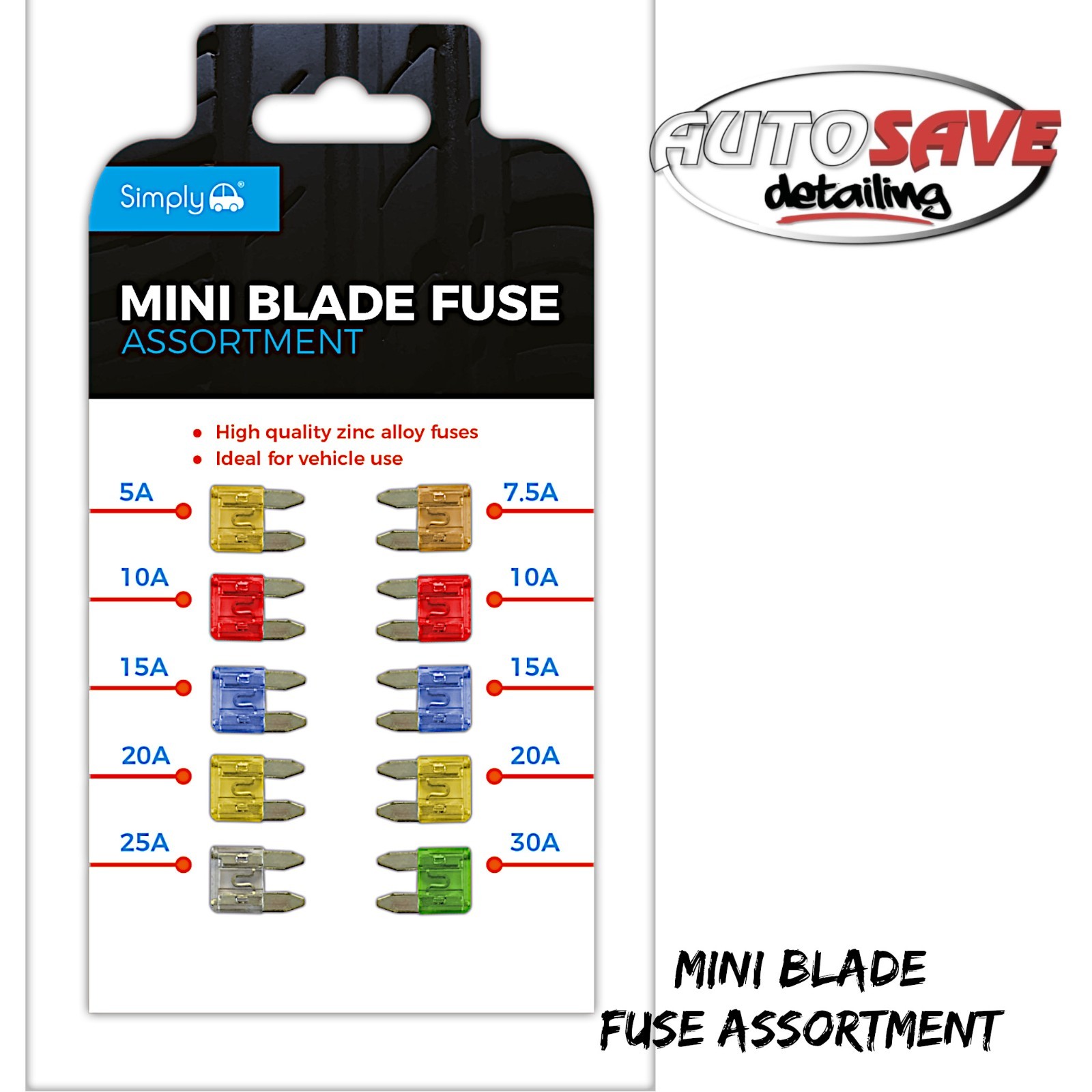 Simply - Mini Blade Fuse Assortment |OEM Quality |5/7.8/10/15/20/25/30 AMP