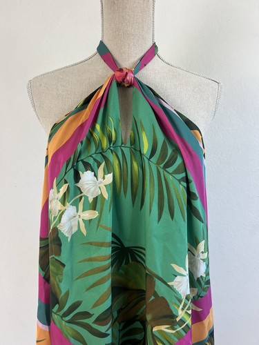 I.N.C Tropical Floral Green Halter Maxi Dress Womens Size XL Resorts Wear NWT - Picture 9 of 14