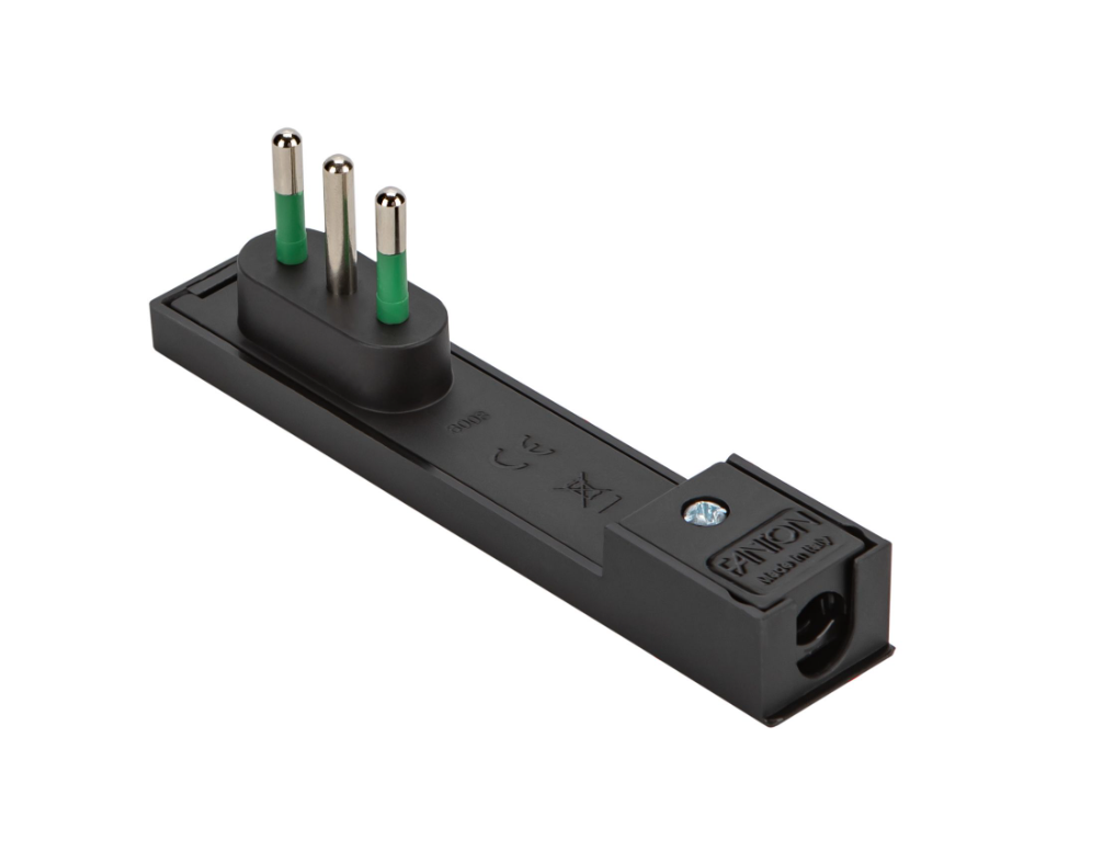 Spina S11 smontabile Fanton Clock 2P+T 10A nero - 80081