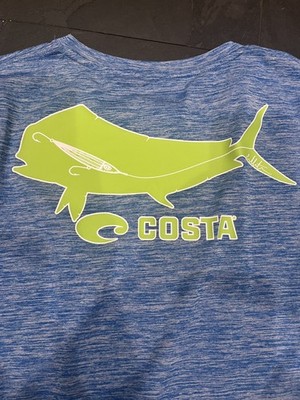Costa Dorado Fishing Sun Shirt Mens Sz Med Performance Blue Polyester LS Summer