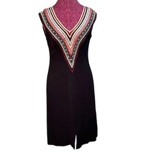 Carolina Herrera Navy Sleeveless Silk Midi Dress Women Size L, 10