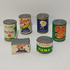 Miniature Plastic Toy Canned Food. Vintage 1980. Lot Of 6