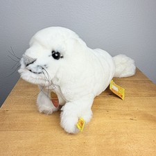 VTG STEIFF YOUNG Baby Seal Cosy Heuler Button Tag ID 5374/35 W. Germany NOS NWT