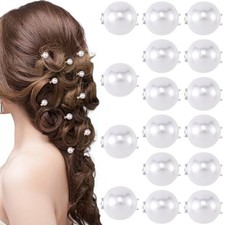 16PCS Mini Pearl Hair Clips for Women, Elegant White Pearl Hair Pins, Cute Ha...
