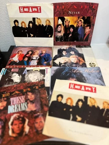 1980s HEART Lot Of (8) - Alone, These Dreams, +More - 7" Vinyl Record 45RPM - EX
