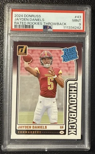 2024 Panini Donruss THROWBACK / Jayden Daniels RATED ROOKIE / PSA 9 MINT