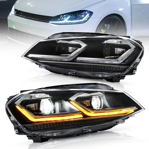 For 2013-2018 VW Volkswagen Golf 7 LED Projector Headlights W/Sequential Signal - Picture 1 of 12