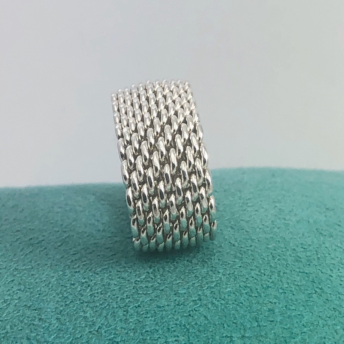 Size 9.5 Tiffany & Co Somerset Ring Mesh Weave Mens Unisex in