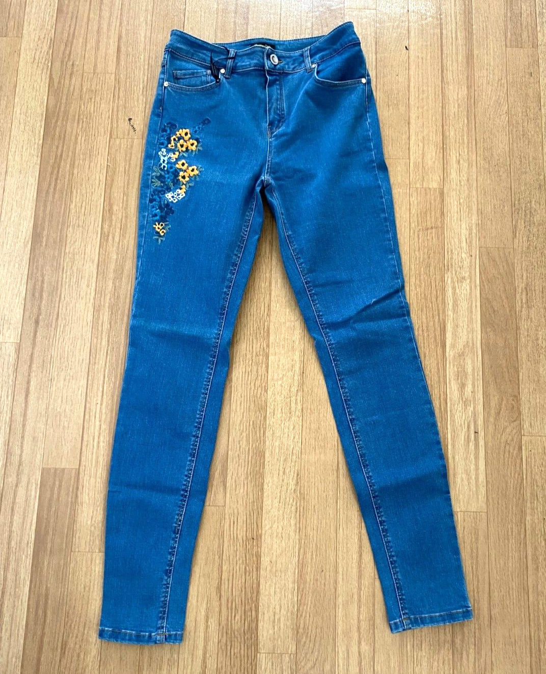 Massimo Dutti Skinny Fit Embroidered Blue Jeans Size 6