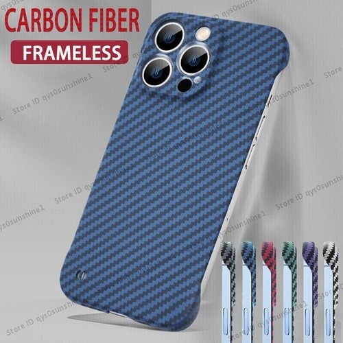 Ultrathin Frameless Case For iPhone 15 14 13 12 Pro Slim Carbon Fiber